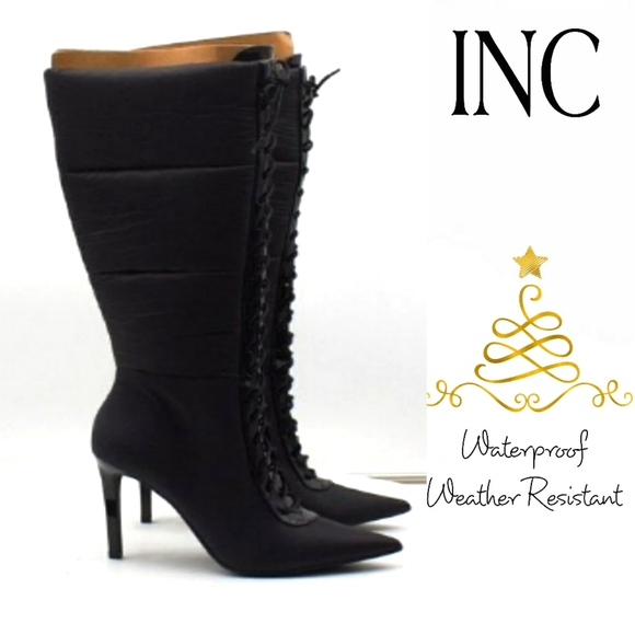 NIB INC Schutz Meredith Knee High Watetproof  Boots Puffer Lace up Stilletos NWT - Picture 6 of 16